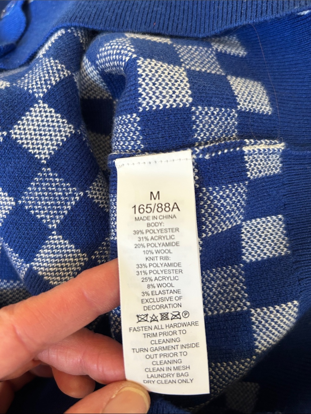 Kate Spade Gingham Checker Knit Cardigan Royal Blue Y2K Preppy Sweater - Picture 9 of 9